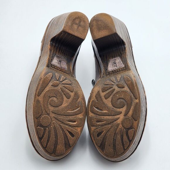 Born Famke Taupe Leather Heeled Clog Booties Size 7.5 - Picture 8 of 11